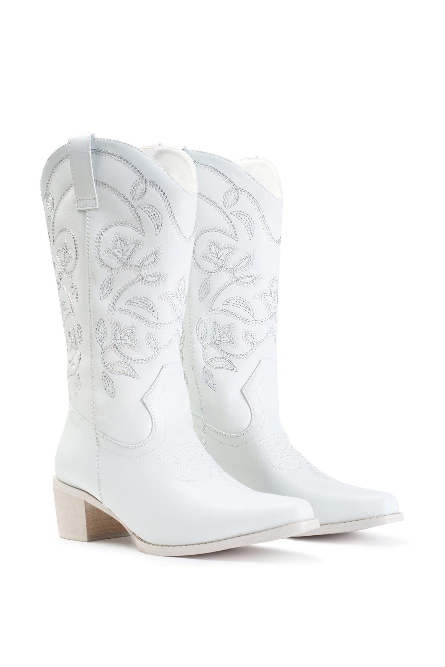 IUV Cowboy Boots For Women Pointy Toe Women's Western Boots Cowgirl Boots Mid Calf Boots