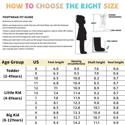 IUV Cowgirl Boots Cowboy Boots For Girls Boys Kids Toddler Fashion Western Boots Mid Calf Riding Shoes