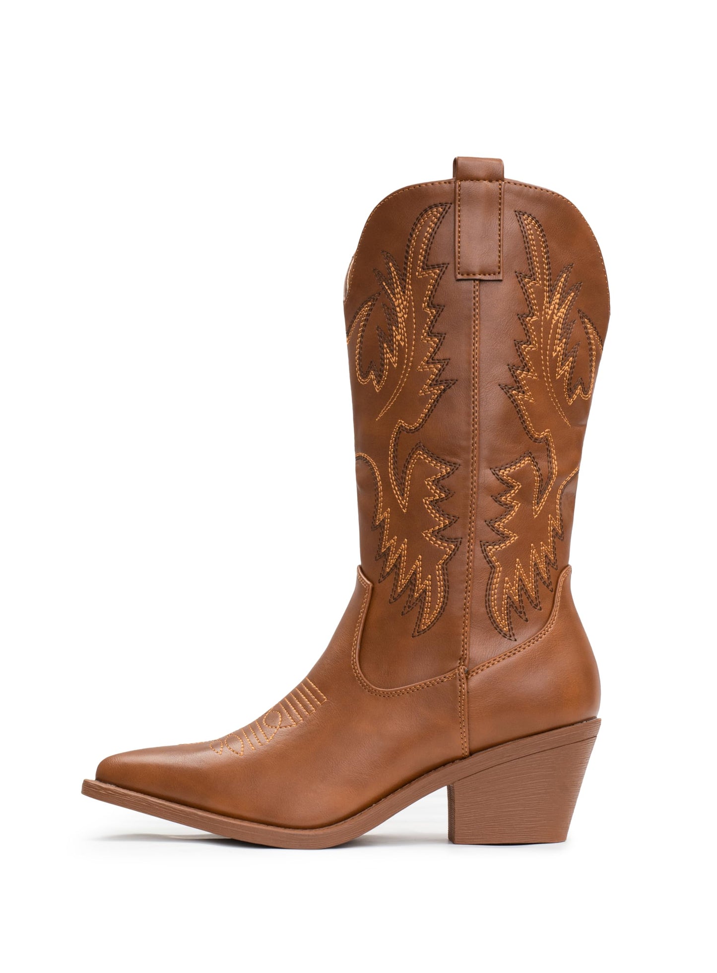 IUV Cowboy Boots For Women Western Cowgirl Boots Pull On Pointy Toe Mid Calf