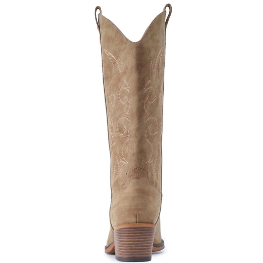 IUV Cowboy Boots For Women Western Cowgirl Boots Mid Calf Pointy Toe Boot
