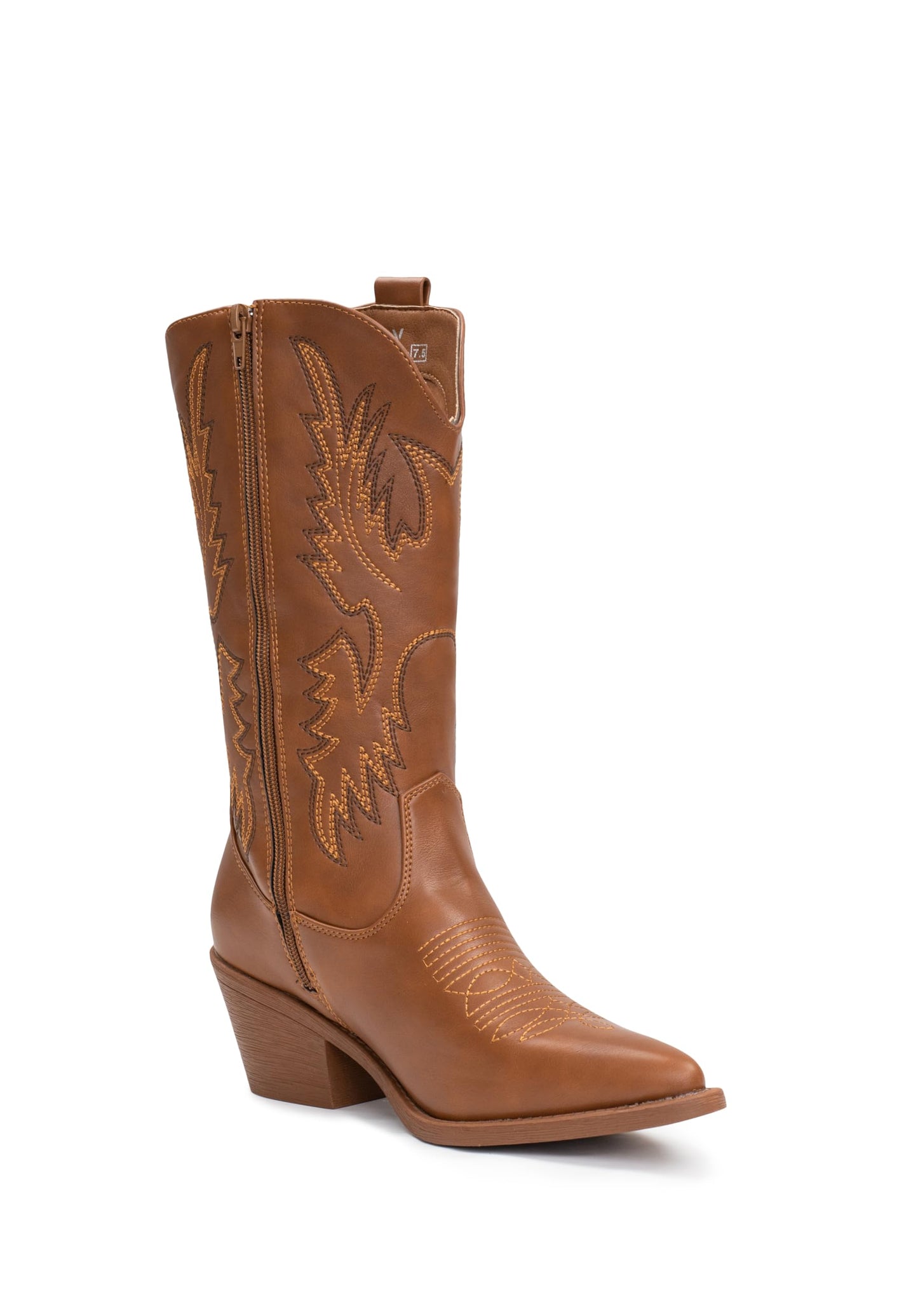 IUV Cowboy Boots For Women Western Cowgirl Boots Pull On Pointy Toe Mid Calf