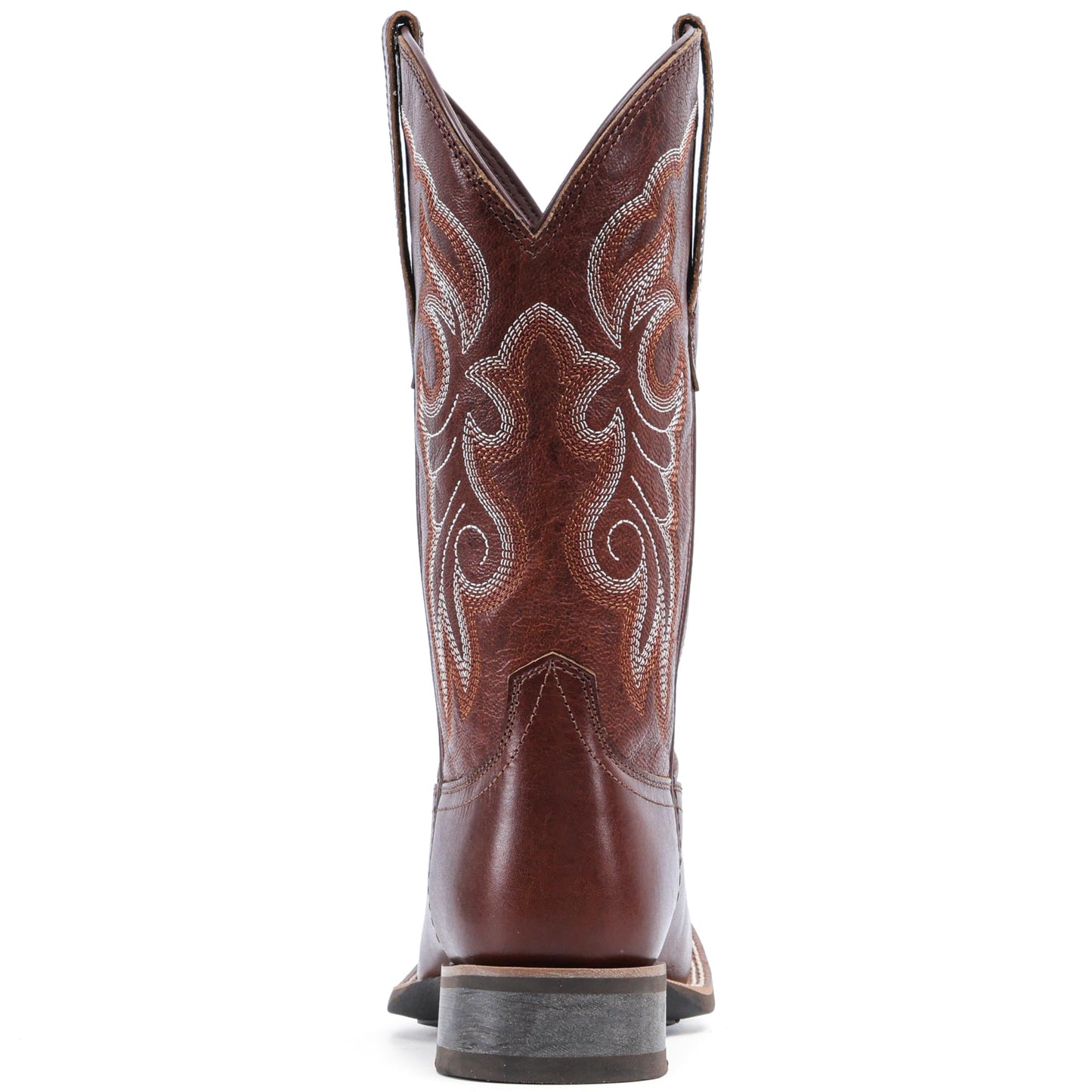 IUV Women's Leather Western Boots Square Toe Cowboy Boots for women Mid Calf Classic Cowgirl Boots Genuine leather toe and heel, textured sheepskin shaft