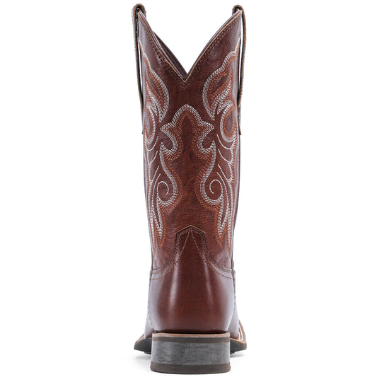 IUV Women's Leather Western Boots Square Toe Cowboy Boots for women Mid Calf Classic Cowgirl Boots Genuine leather toe and heel, textured sheepskin shaft