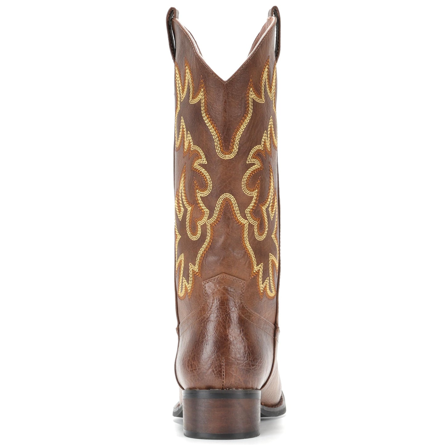 IUV Cowboy Boots For Women Square Toe Cowgirl Boots Mid Calf Western Boots Pull On Fashion Cowboy Boots