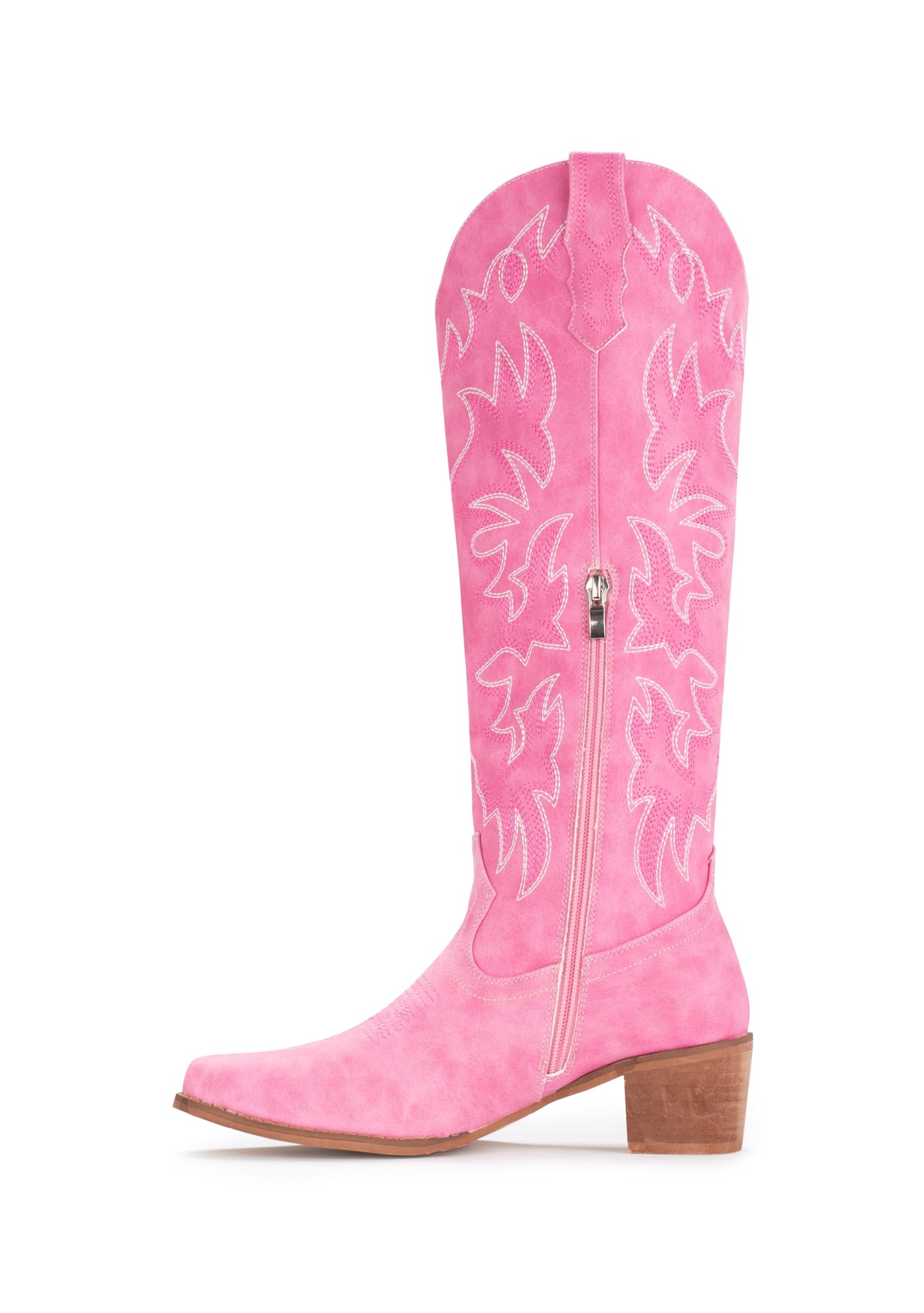 IUV Cowboy Boots For Women Knee High Western Cowgirl Boots Snip Toe Side Zipper Chunky Heel