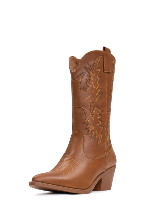 IUV Cowboy Boots For Women Western Cowgirl Boots Pull On Pointy Toe Mid Calf