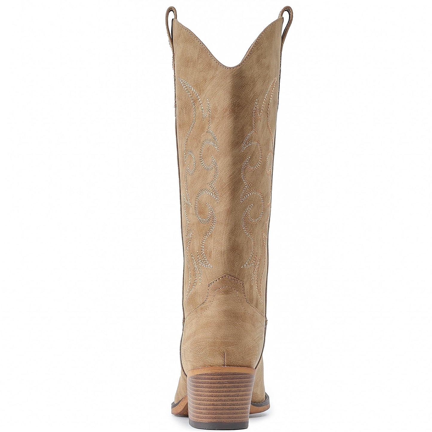 IUV Cowboy Boots For Women Western Cowgirl Boots with Chunky Heel Mid Calf Snip Toe Ideal for low insteps