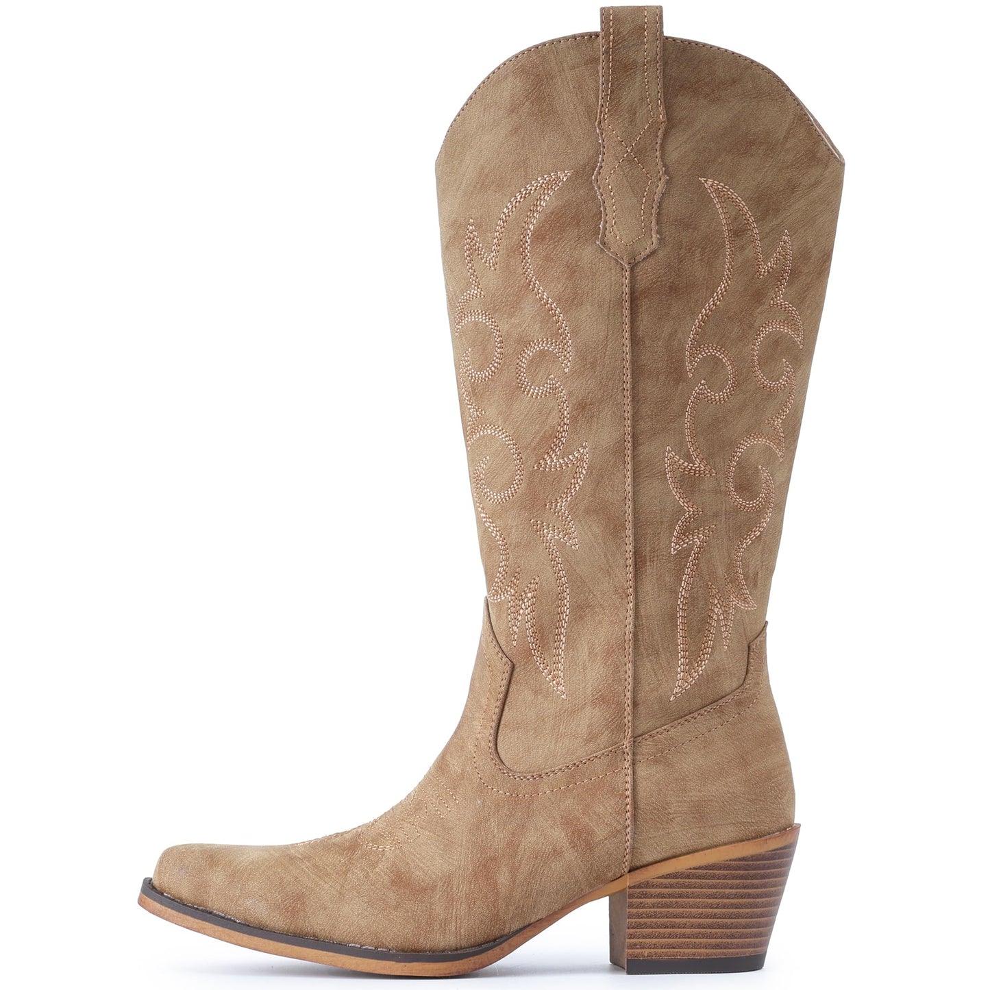 IUV Cowboy Boots For Women Western Cowgirl Boots Mid Calf Pointy Toe Boot